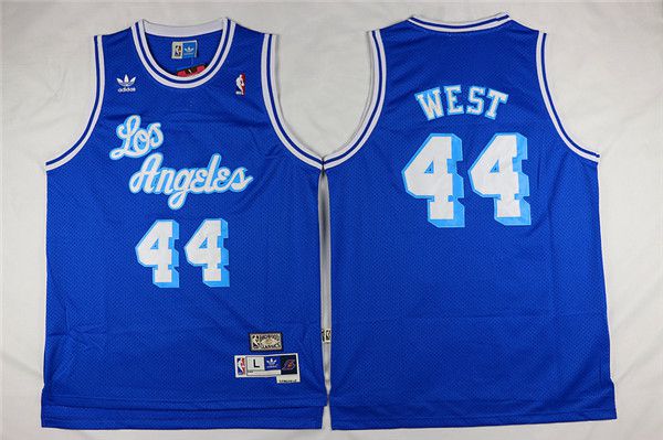 Men Los Angeles Lakers #44 West Blue Throwback NBA Jerseys